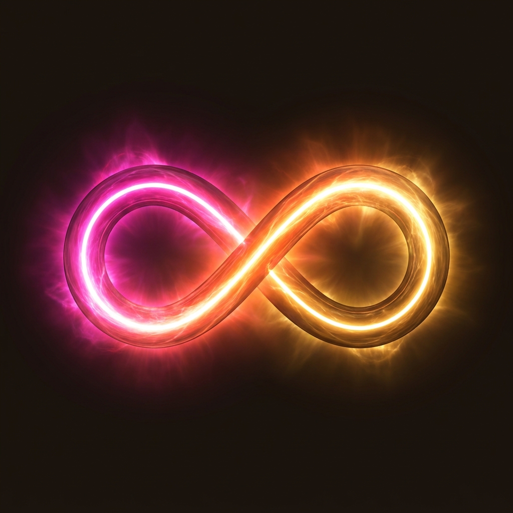 Símbolo infinito plasma magenta-dourado
