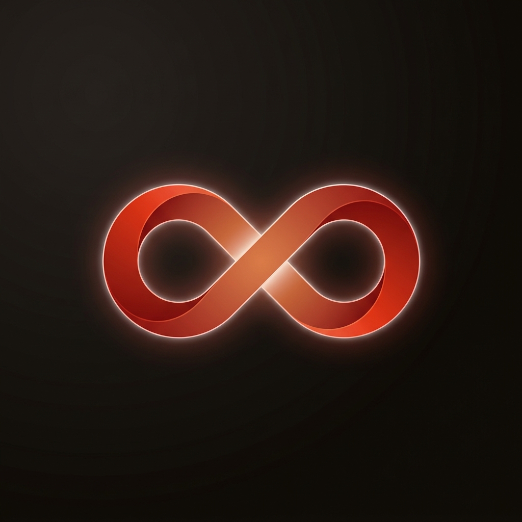 Símbolo infinito plasma C leve, vermelho-quente núcleo claro discreto